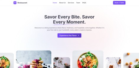 Hemsida med bokningssystem och meny för restaurang